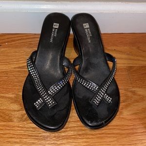Very cute rhinestone wedged sandals, never worn